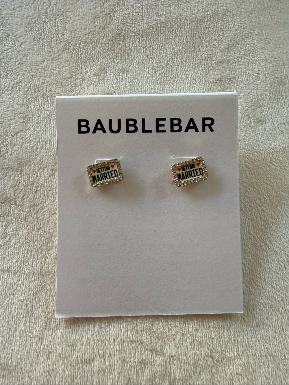 BaubleBar Gold-Tone 'Getting Married' Crystal-Edge Stud Earrings